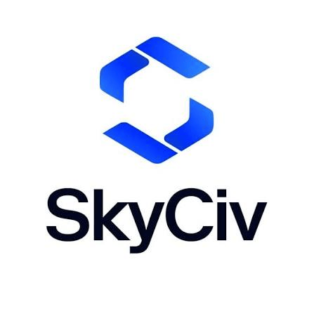SkyCiv logo featuring a stylized blue geometric design and the word 'SkyCiv' in black.